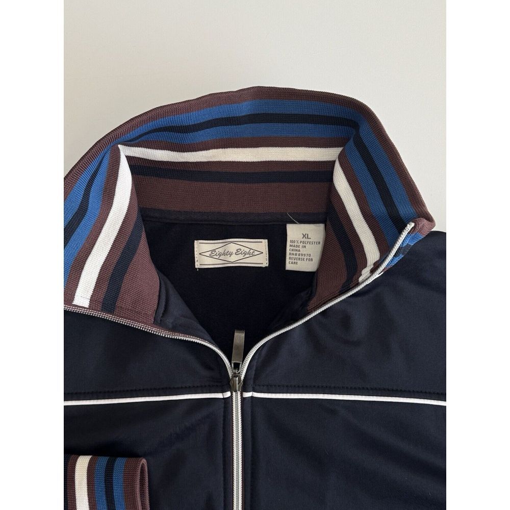 Vintage Eighty Eight Sport‎ Track Jacket Sweater Full Zip Striped Mens XL - Picture 3 of 6